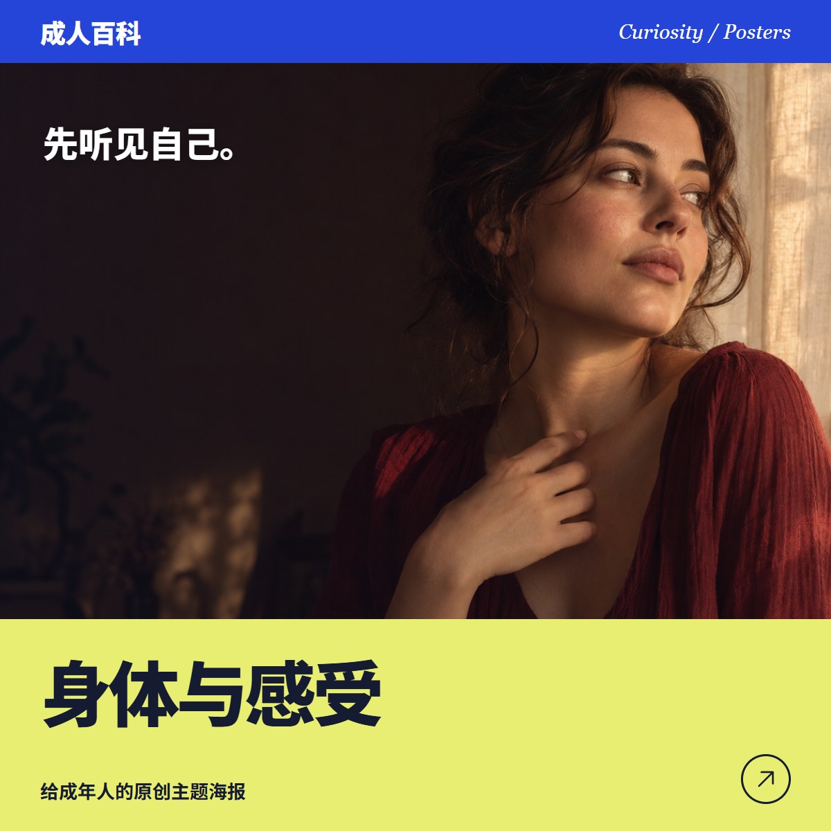 成年人在暖光中思索自身感受，海报标题为身体与感受